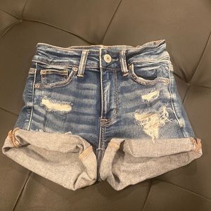 American Eagle denim shorts that are distressed